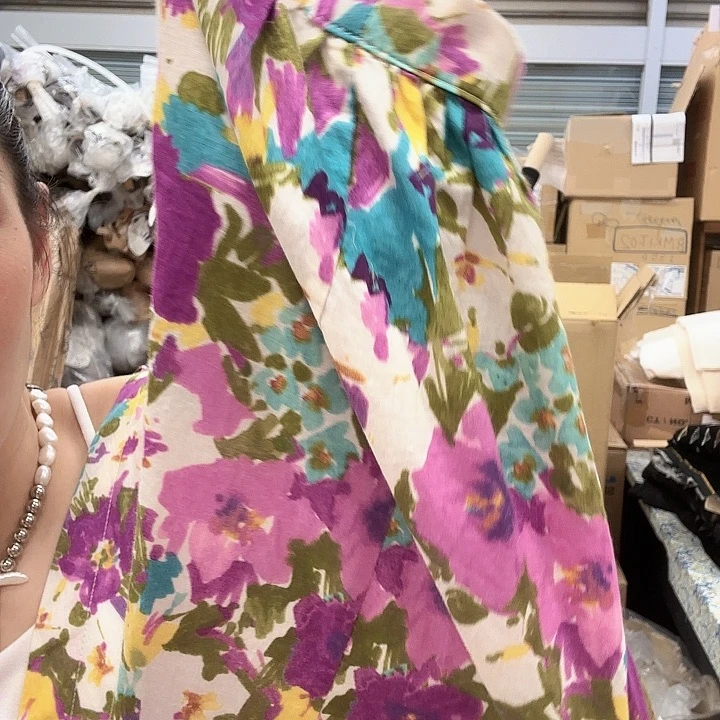 棉国现 an专拍北高60支白底紫大花3*110