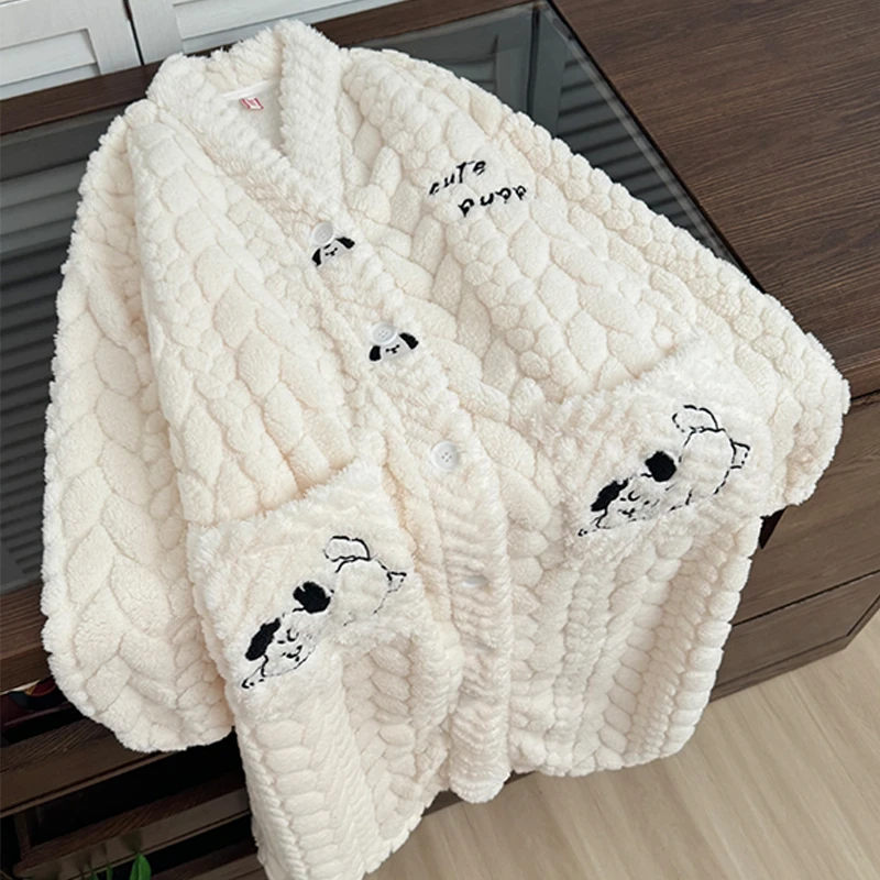 睡袍女款春秋冬季珊瑚绒浴袍加厚加绒法兰绒冬天新款睡衣裙家居服