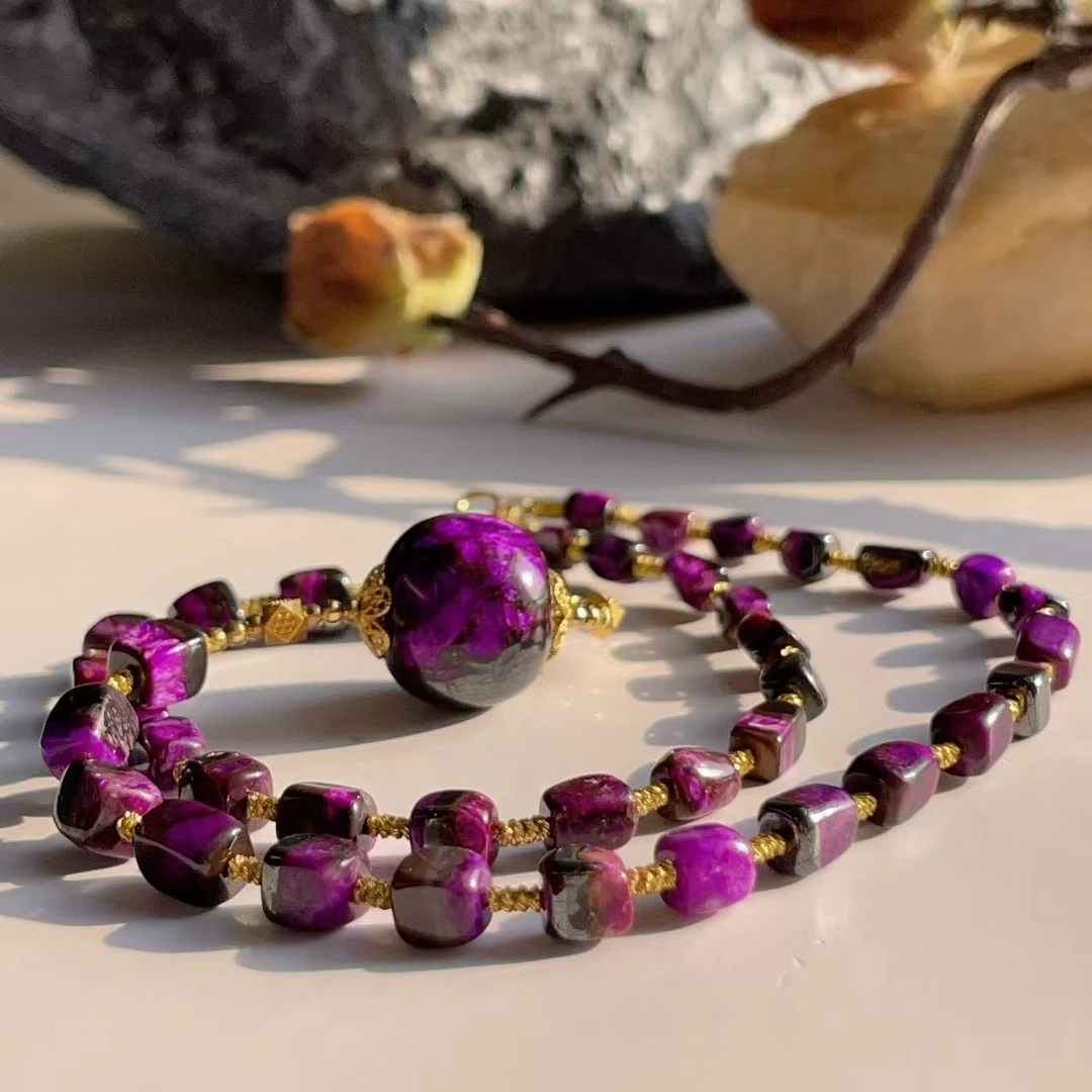 舒俱来皇家紫方珠苹果珠项链18K/40cm/3.5-5mm/AZB3786/编码多样