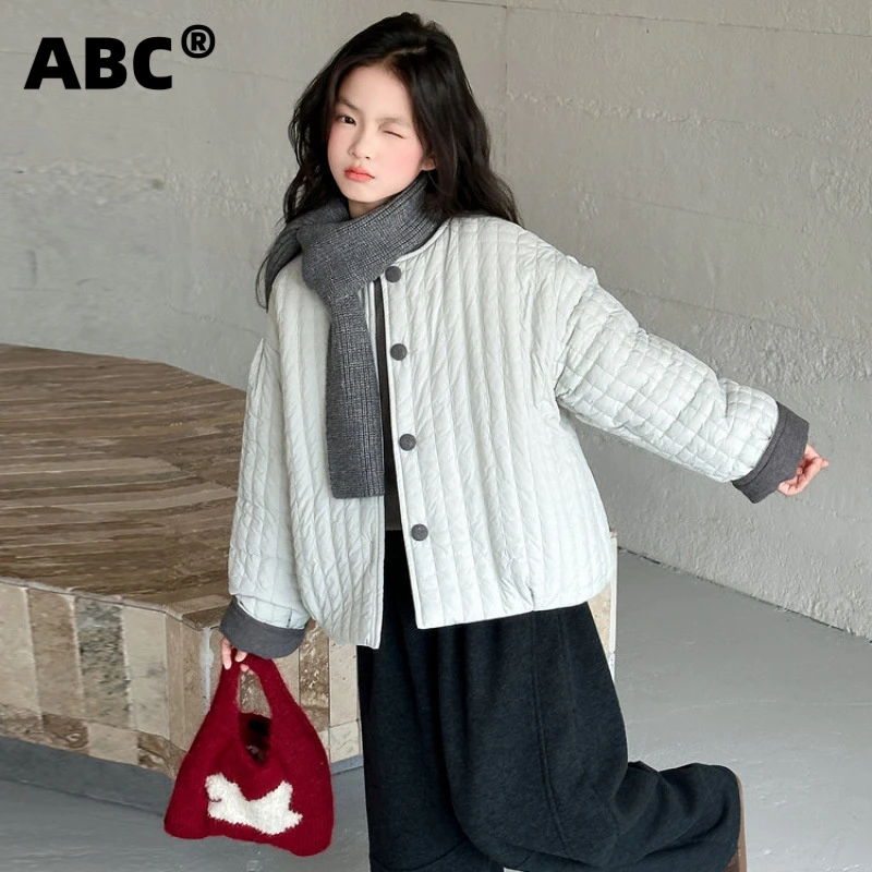 ABC女童棉衣2025新款冬季加棉加厚中大童儿童韩版高级保暖棉服外
