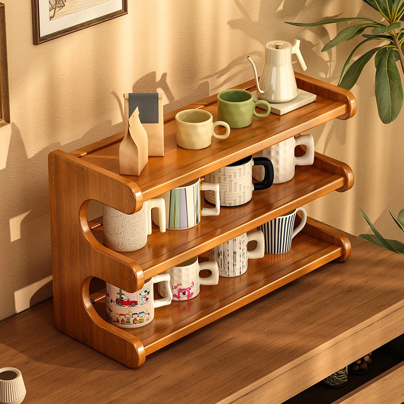 桌面杯子置物架餐桌台面多层水杯收纳办公室工位桌上整理小型架子