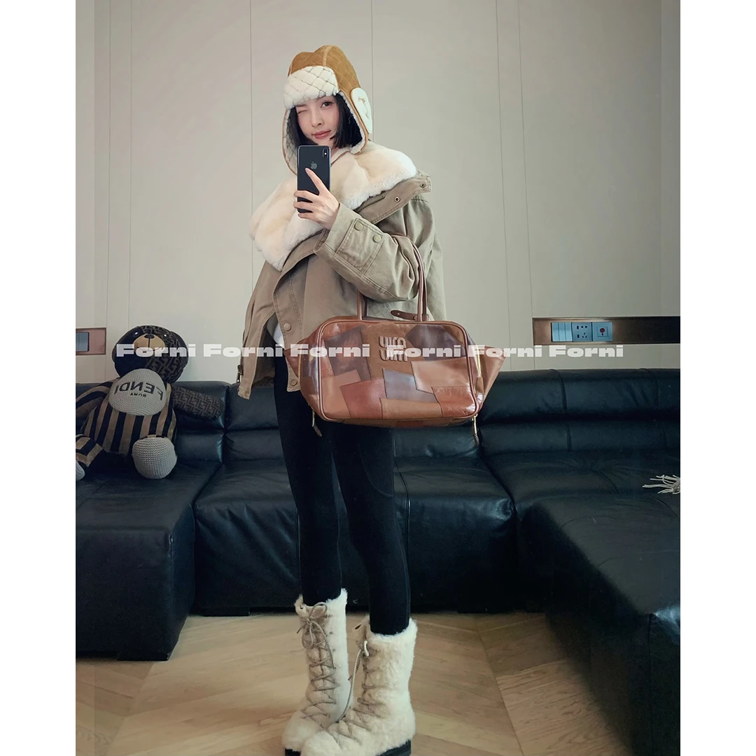 FORNI 工装兔兔 皮毛一体羽绒服轻户外90白鹅绒派克服