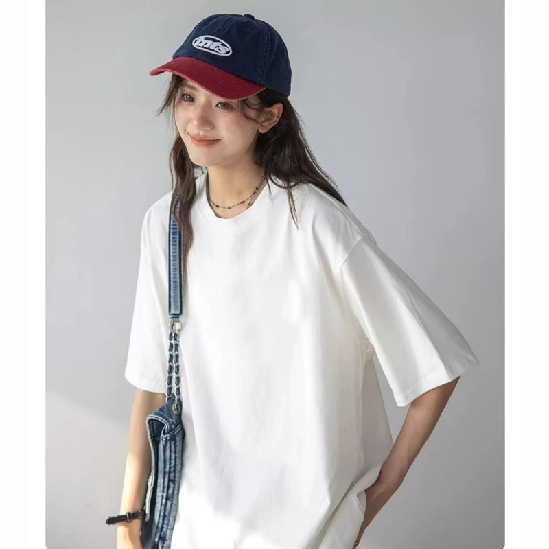 【050-099】100%纯棉男女情侣短袖插肩T恤女韩版宽松卡通印花体恤