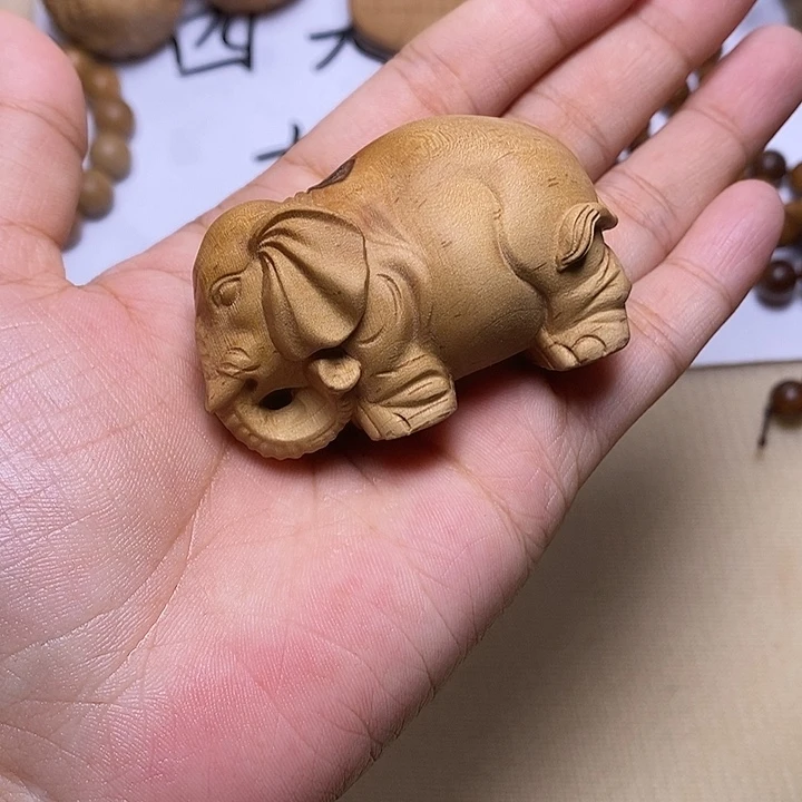 檀香木手串/手链老山檀香雕刻大象微瑕疵