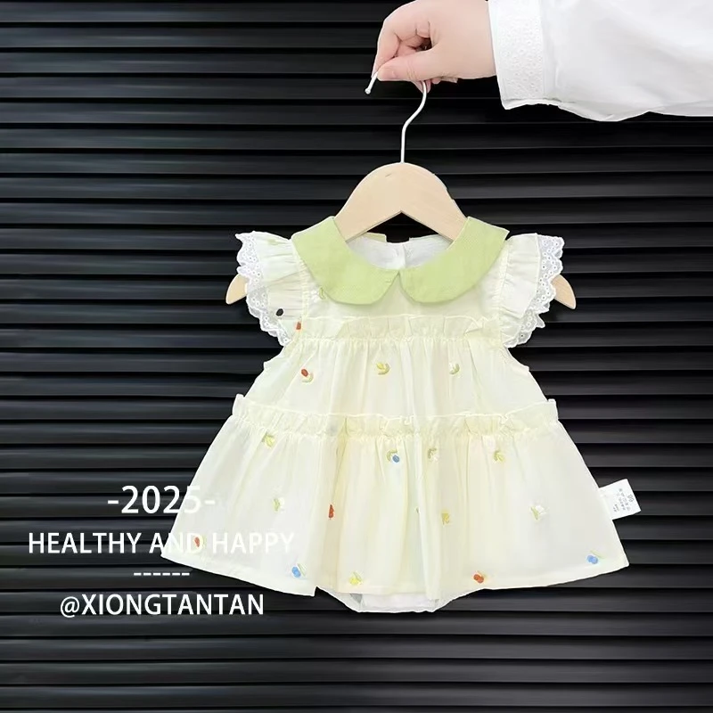 婴儿夏天衣服洋气短袖包屁衣夏季薄款宝宝哈衣甜美可爱公主连体衣