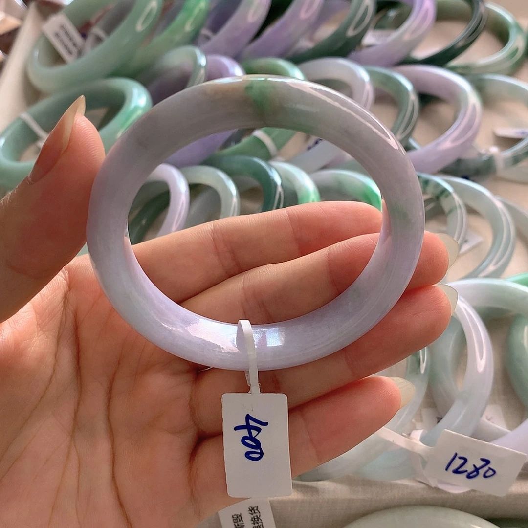 翡翠手镯未镶嵌梦幻紫53.8