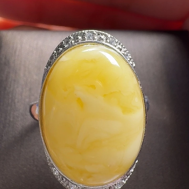 蜜蜡银S925镶嵌戒指戒指