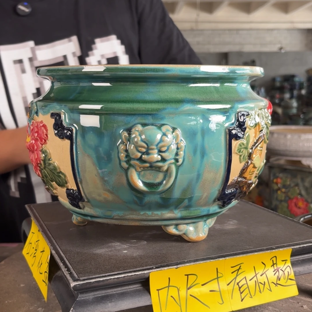 。一风堂石湾花盆 修胚痕迹 内20*15