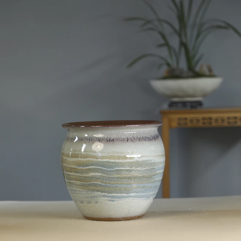 99#复古简约 粗陶陶罐 紫砂罐 景观  多肉盆栽高度23cm 口径24cm