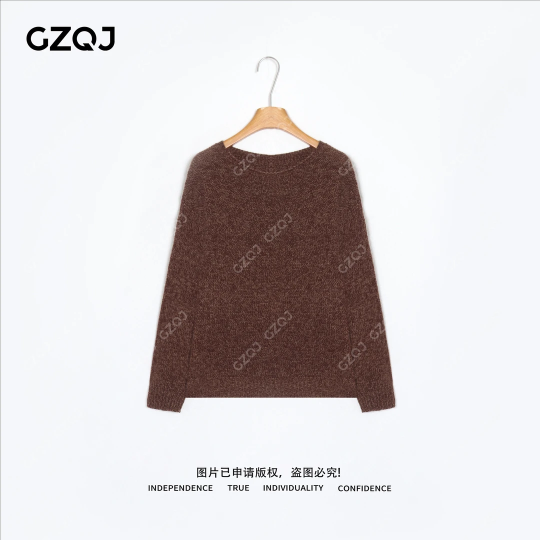 老琴私服【绒屿织间】琥珀流光风慵懒通勤时尚花纱毛衣女冬季29708