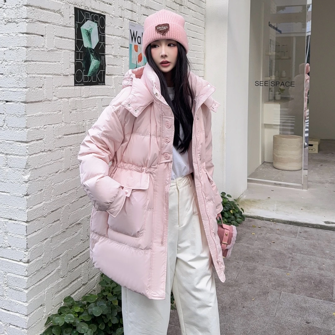 灵灵家0705冬季新款宽松洋气抽绳显瘦外套