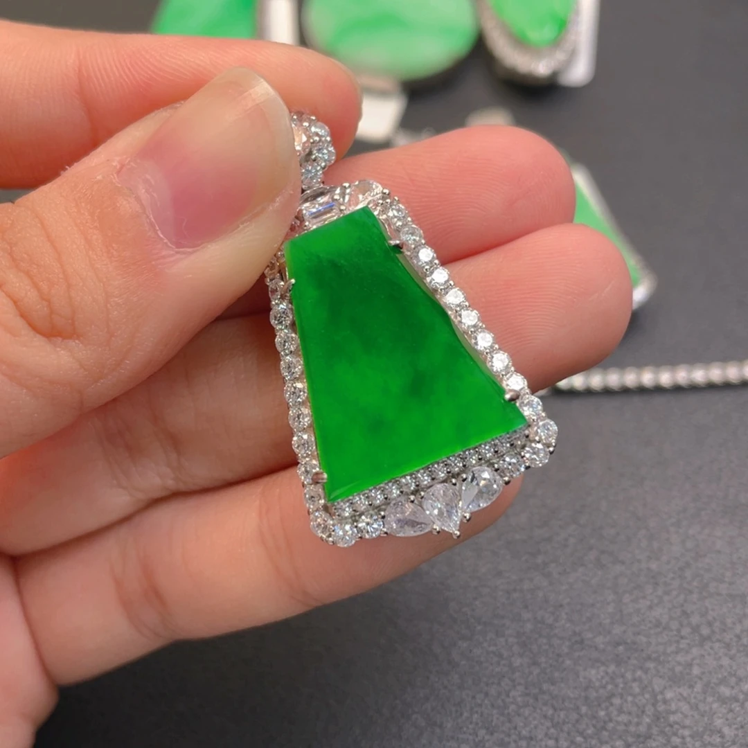 翡翠银S925镶嵌吊坠(不含链)