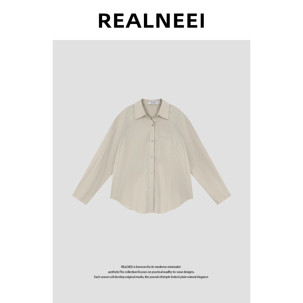 【草木人间】“亚麻衬衫”极简设计感舒适透气棉麻翻领衬衫01359