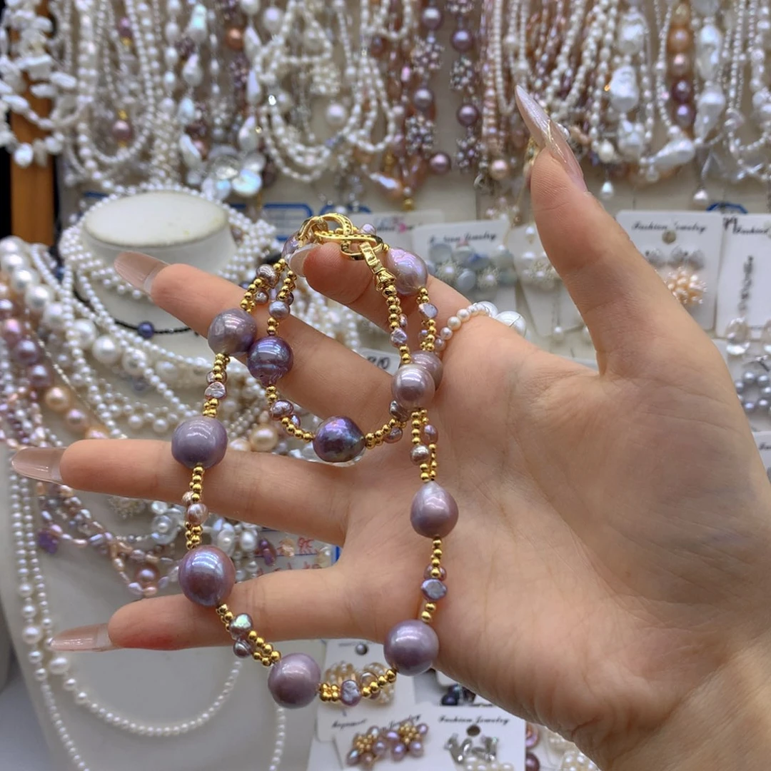 银S925镶嵌淡水珍珠耳饰小*粉