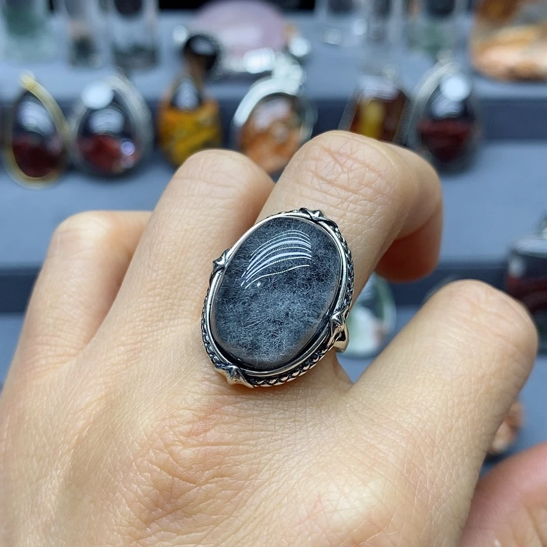 水晶戒指银S925镶嵌娴*水晶