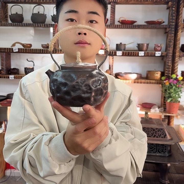 紫铜手工制作提梁烧水壶