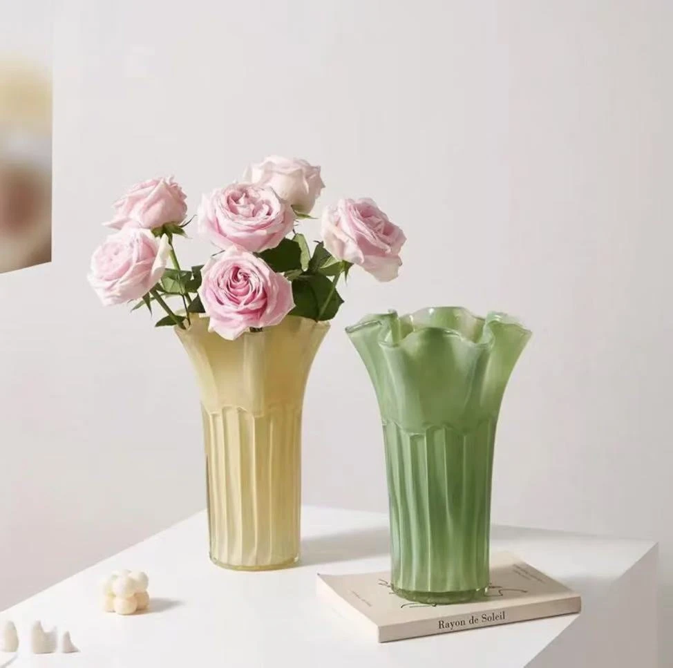 网红款高级感玻璃花瓶创意客厅水养玫瑰百合家居餐桌装饰白菜摆件