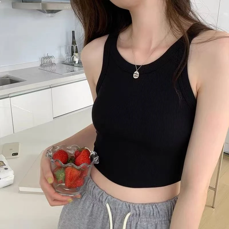 夏季新款简约百搭时尚休闲圆领背心H4040