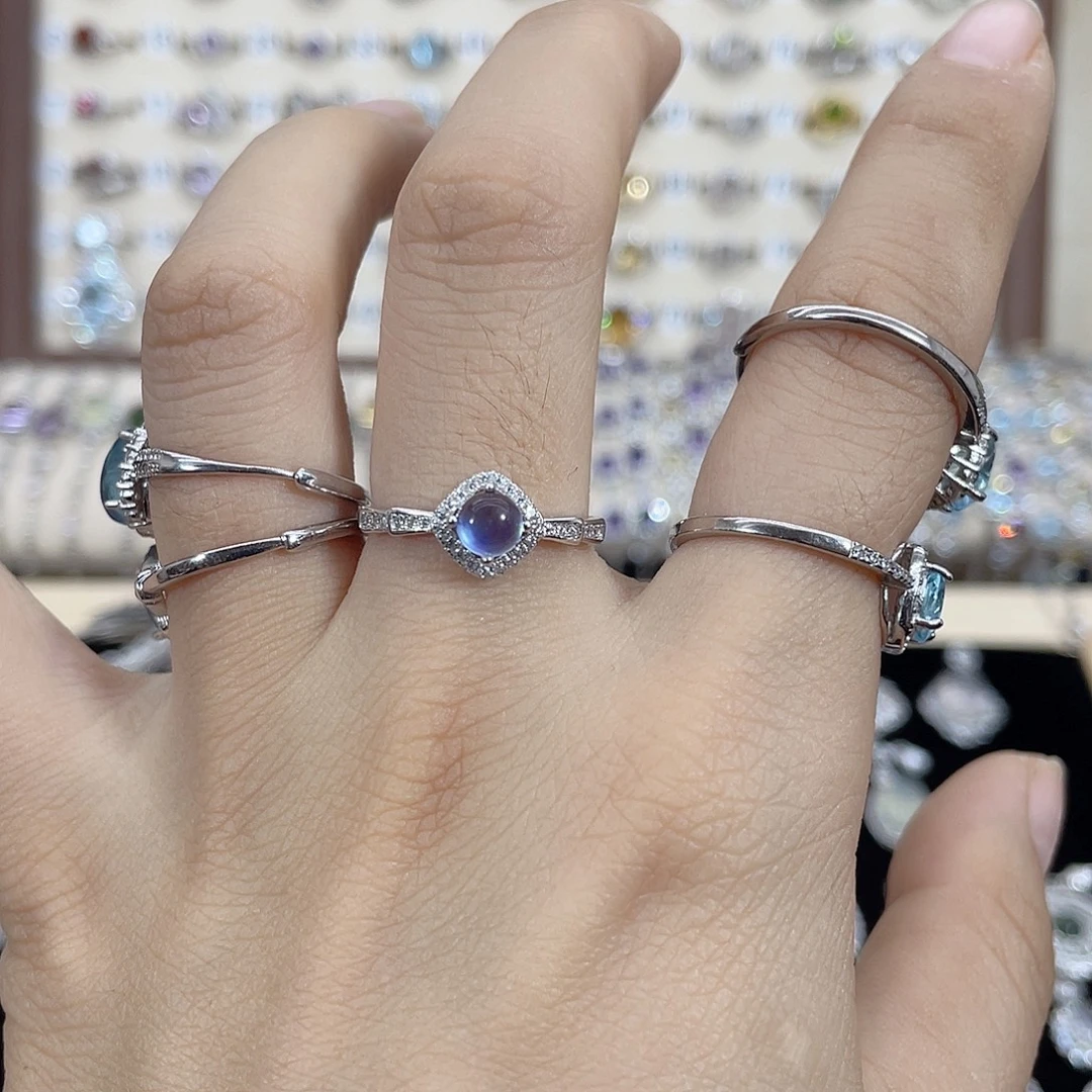 ****໒银S925镶嵌戒指蓝宝石