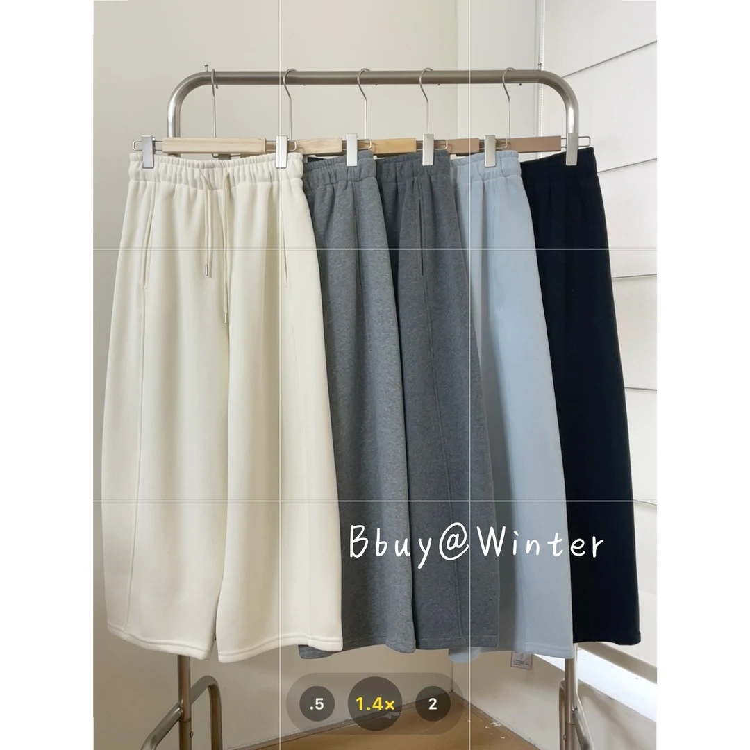 Bbuy 加绒暖暖裤/超暖和的松紧腰九分直筒裤