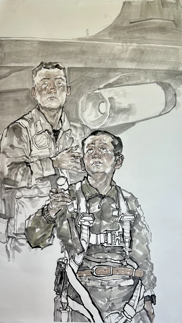 装饰国画 珍藏款《守卫战机》香港青展作品