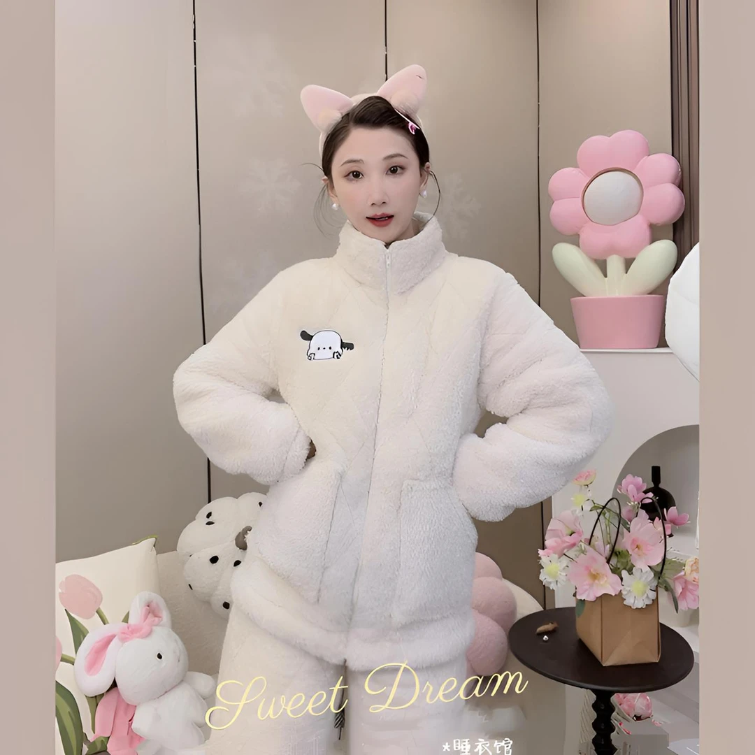 【玉桂狗·三层夹棉】2024甜美可爱三层夹棉睡衣套装家居服女冬款2