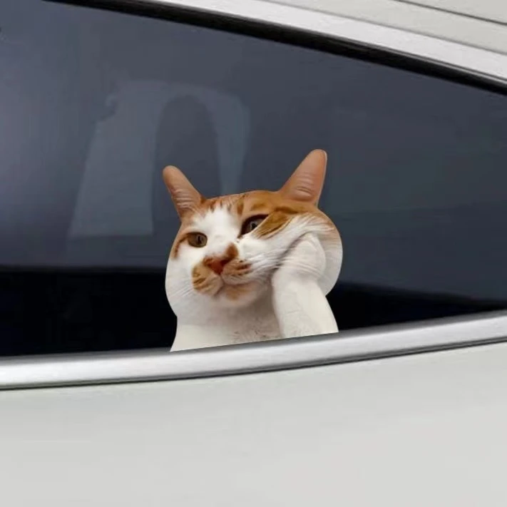 可爱搞笑迷因MEME猫咪表情个性创意车贴电动摩行李箱防水划痕贴纸