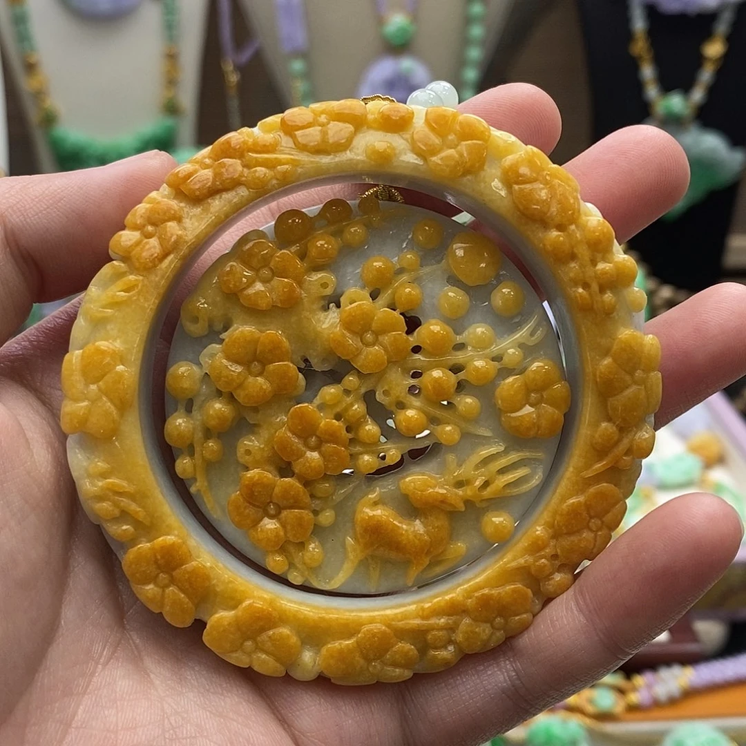 翡翠未镶嵌颈饰手镯套装58.5