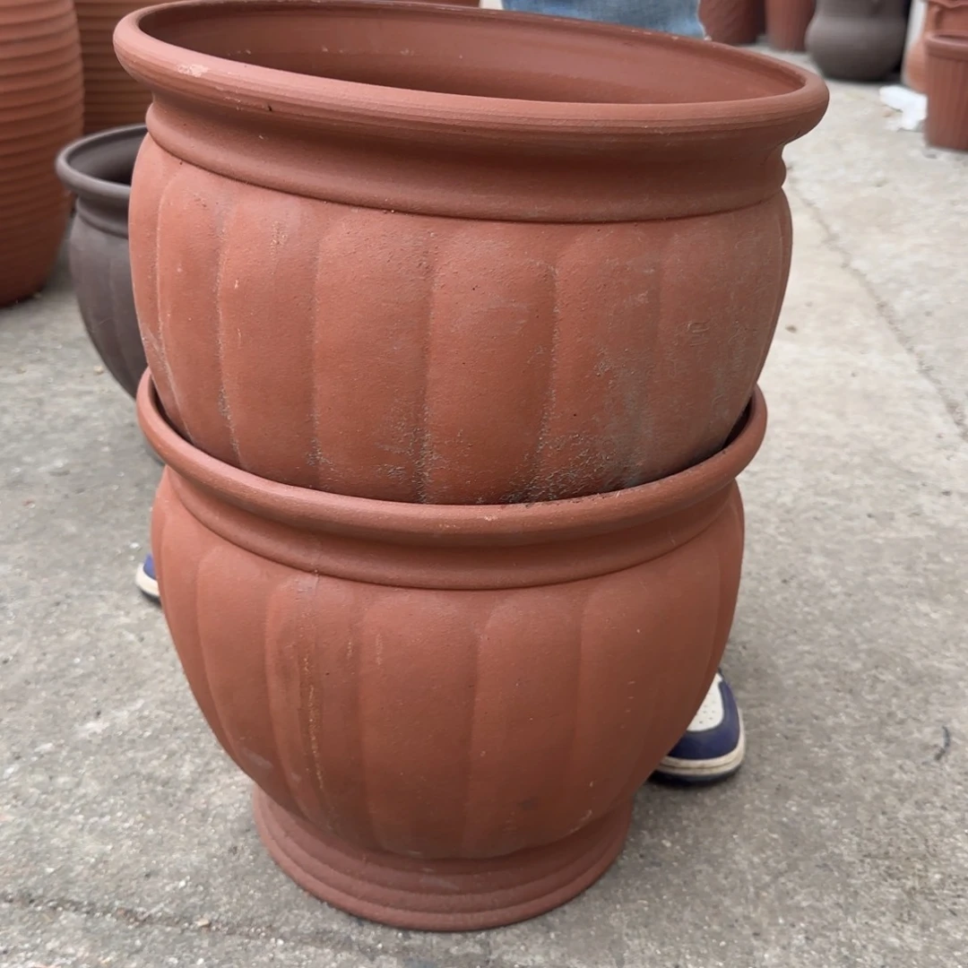 紫砂花盆口35高30宜兴紫砂瑕疵花泥粗糙