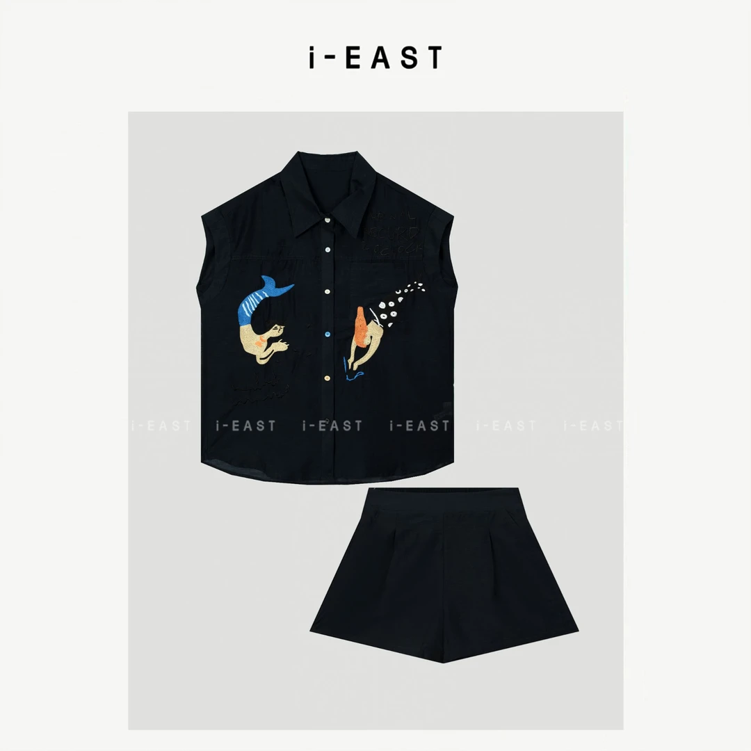 i-EAST 美人鱼~夏日不规则扣饰无袖休闲套装-5X TZ78620