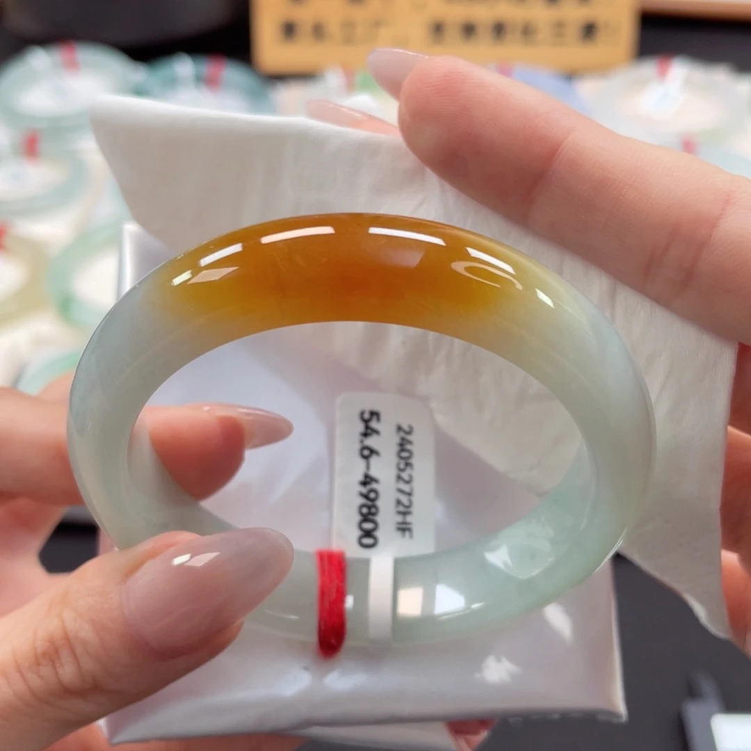 未镶嵌手镯翡翠54.6种老肉细日照金山意境美27号