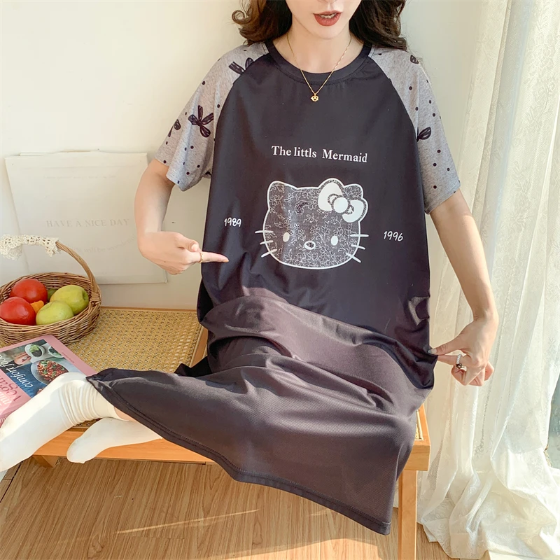 睡裙女夏季莫代尔冰丝胖MM加肥加大码200斤睡衣裙子高级感连衣裙