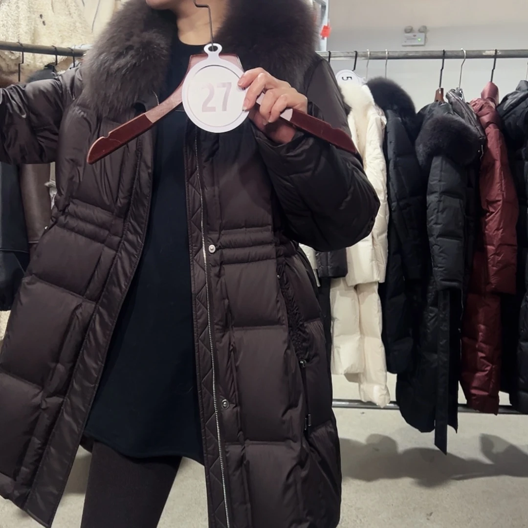 丽***娘保暖时尚真狐狸毛领外套27号3XL