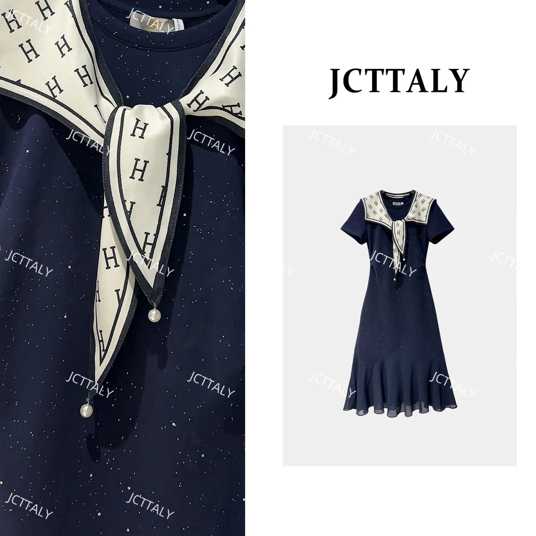 【Linda】【95】法式深海之光真两件海军领夏季新款连衣裙NH-A012