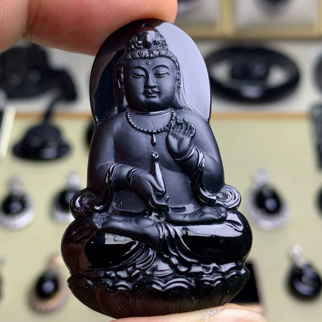 颈饰未镶嵌翡翠墨翠观音