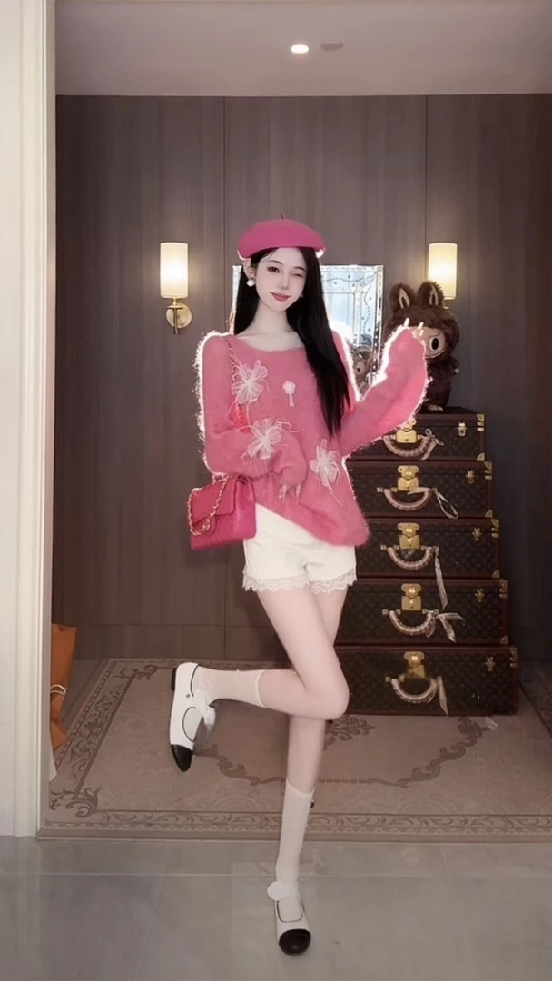 【雅乔定制】百搭白色蕾丝拼接短裤DYZY-24047186