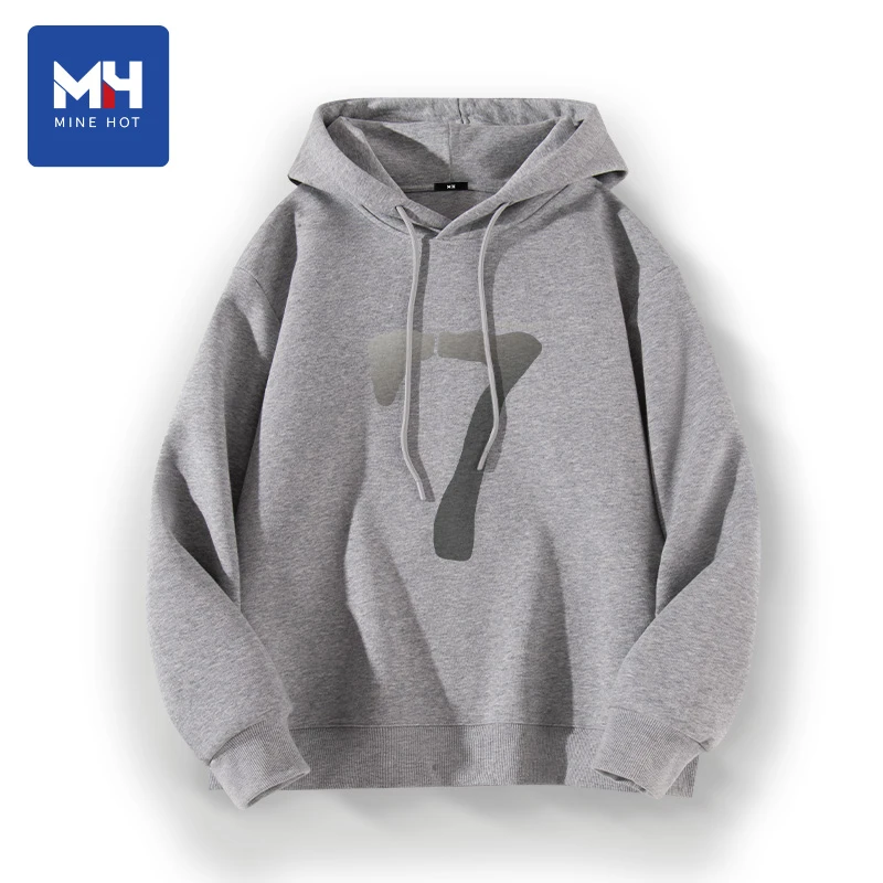 唐狮集团MH休闲秋冬连帽卫衣男女灰色装长袖新款百搭大码外套L