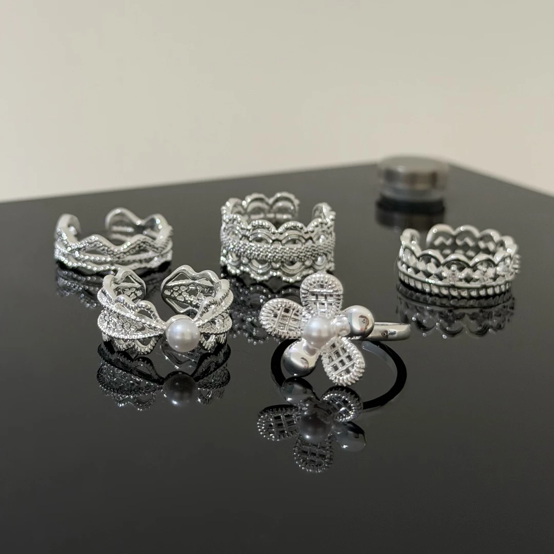 合金戒指 【17SR】蕾丝花边手工气质戒指开口法式