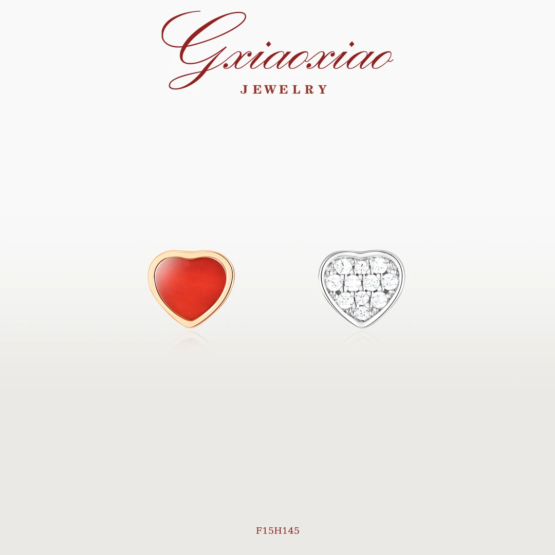 G XIAOXIAO 镀K金 时尚气质双色爱心耳环 F15H145