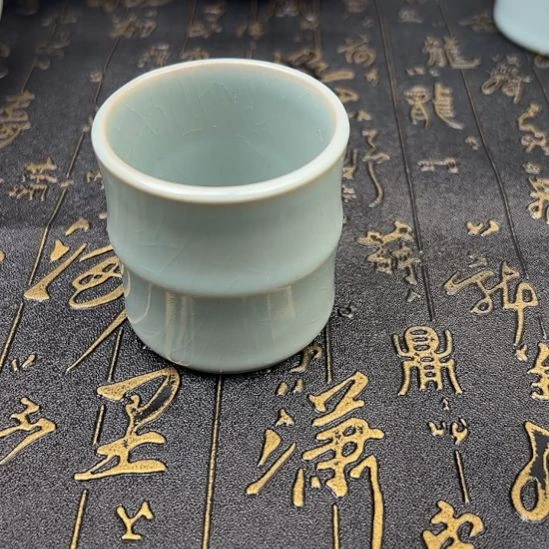 汝瓷天青仿古釉竹节杯