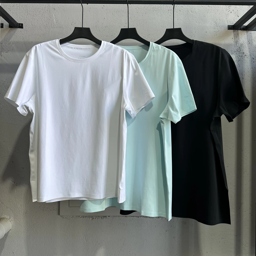 春夏基础款全压胶速干透气排汗纯色打底圆领短袖T恤男士上衣