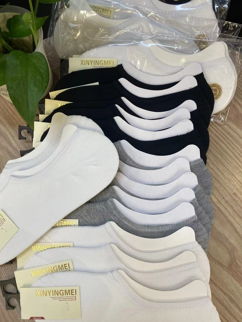 夏季男士薄款隐形船袜防掉跟白色短袜袜托