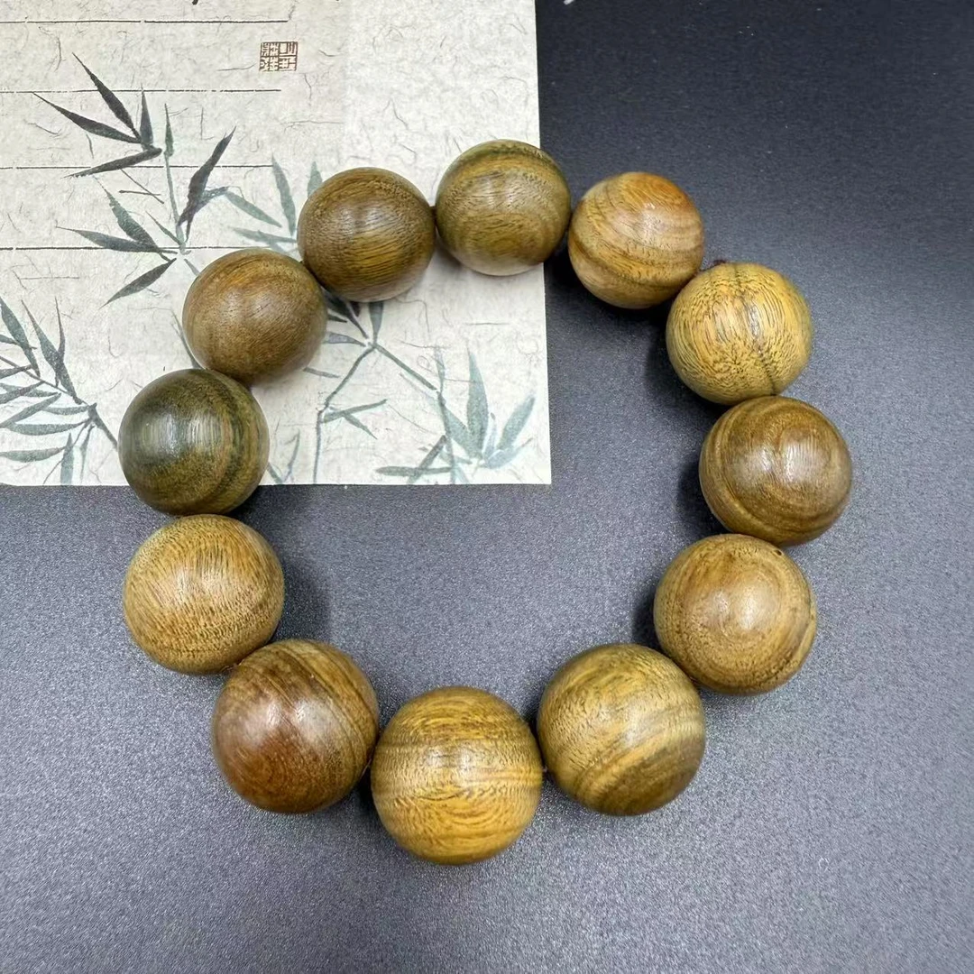 A008绿檀20mm手串【无礼盒】