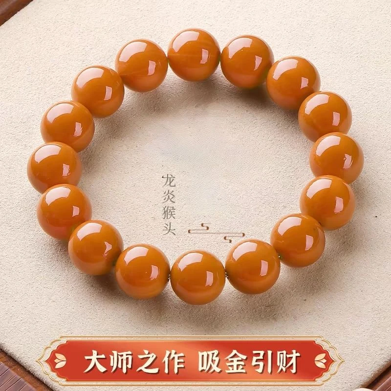 精品猴头圆珠正圆光珠小核桃精品雕刻款手串男女单圈佛珠文玩手链