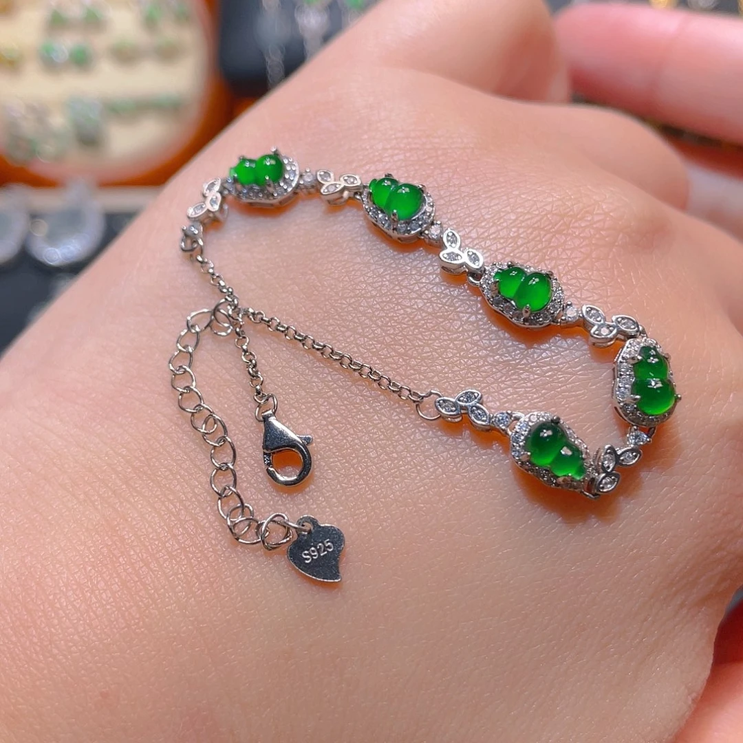 翡翠银S925镶嵌手链