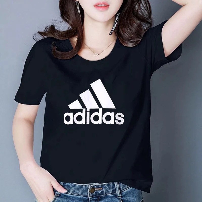 阿迪达斯短袖女装夏季正品运动服圆领t恤体恤黑色半袖女 GL0722