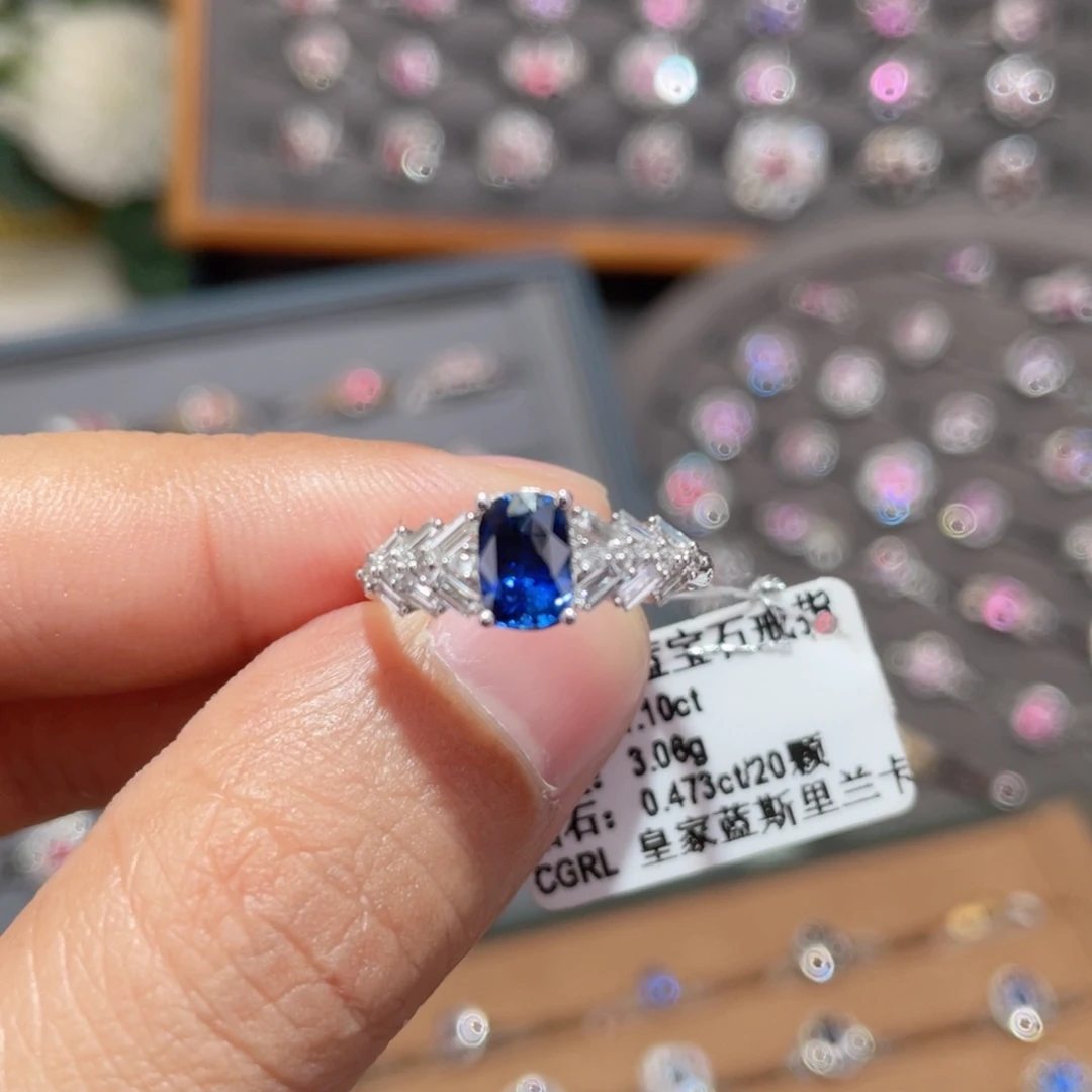 蓝宝石戒指18K金镶嵌1.1ct 皇家蓝