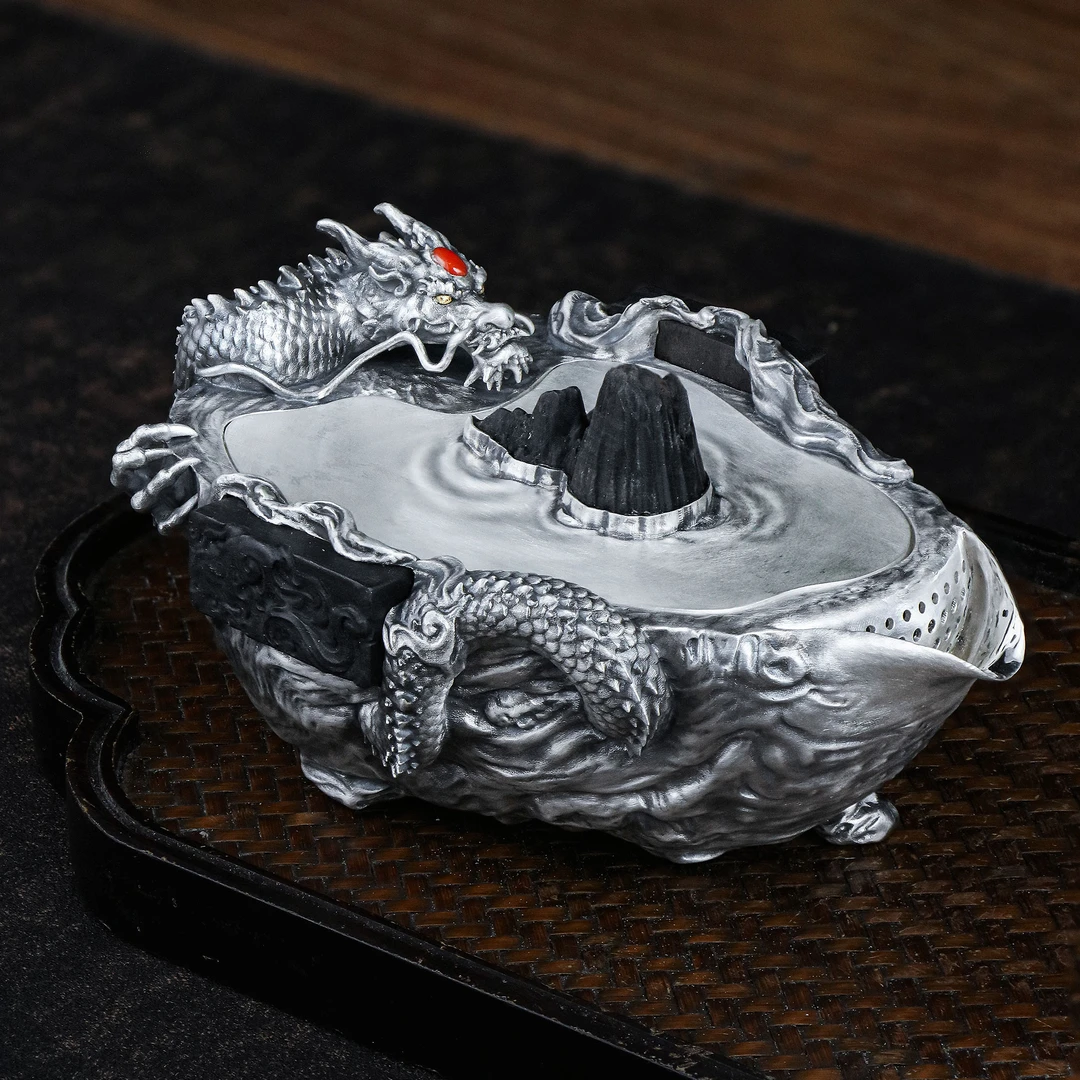 福器艺术银壶千里江山手抓壶特色原创手工制作匠心打造银壶