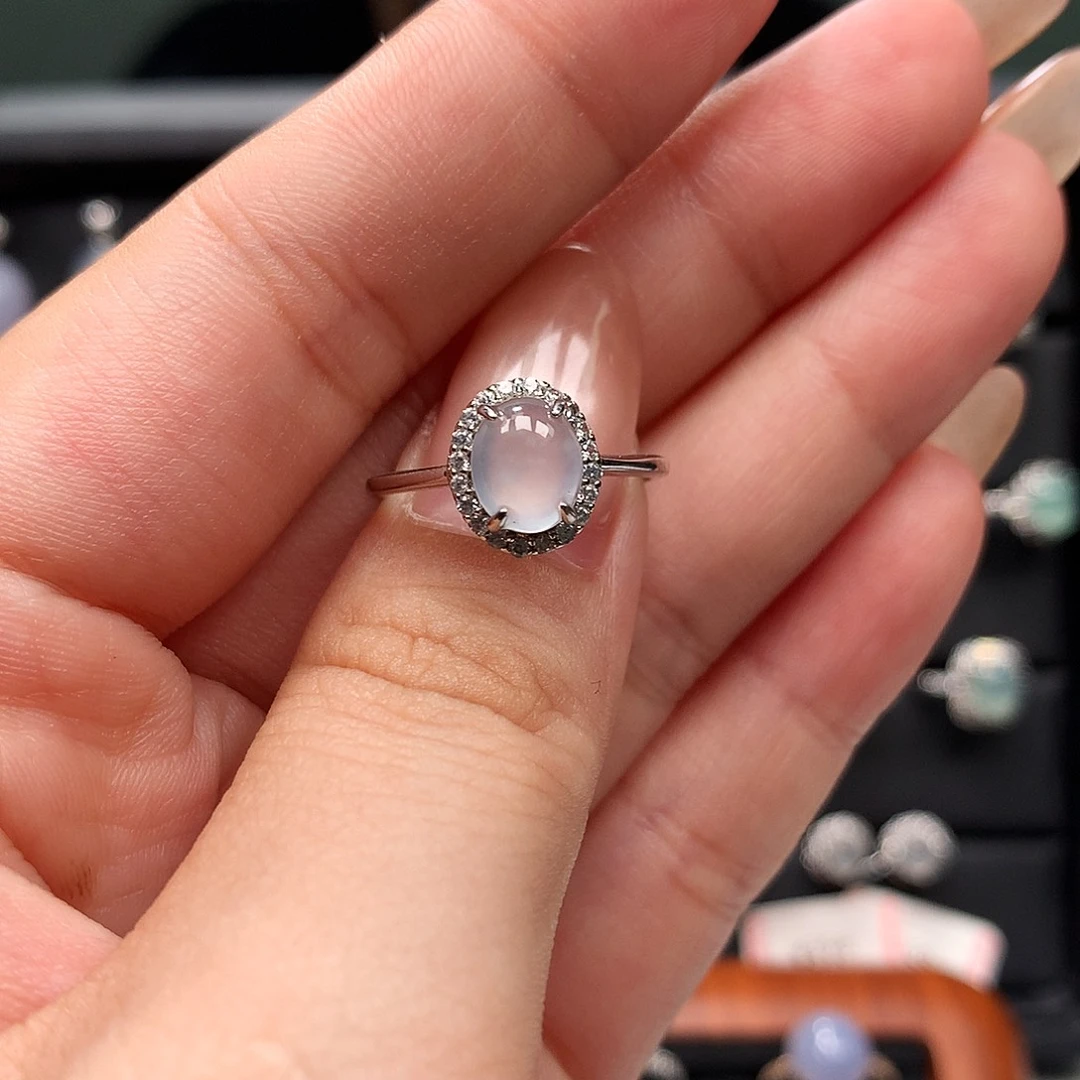 翡翠银S925镶嵌颈饰戒指