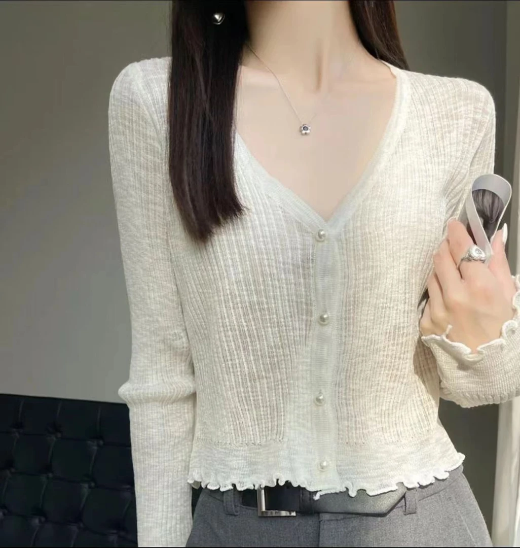 801~900春秋薄款毛针织衫开衫上衣女装毛衣